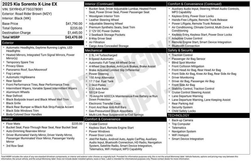2025 Kia Sorento X-Line EX