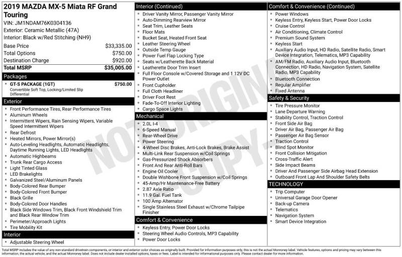 2019 Mazda MX-5 Miata RF Grand Touring