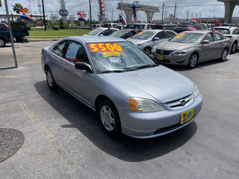 2002 Honda Civic for sale at Texas 1 Auto Finance in Kemah TX