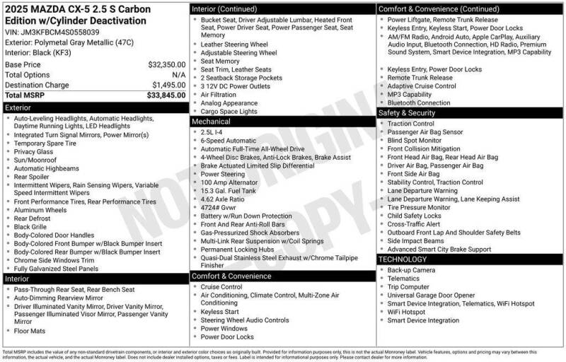 2025 Mazda CX-5 2.5 S Carbon Edition