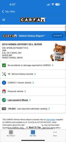 2010 Honda Odyssey EX-L w/DVD