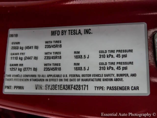 2019 Tesla Model 3 Standard Range Plus