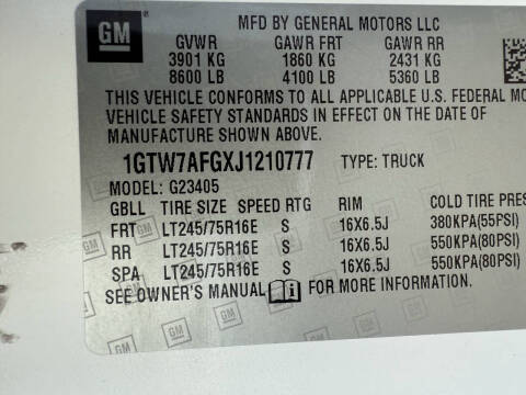 2018 GMC Savana 2500