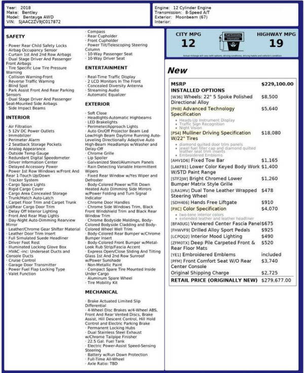 2018 Bentley Bentayga Mulliner Edition