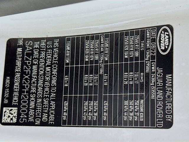 2023 Land Rover Range Rover Evoque P250 SE