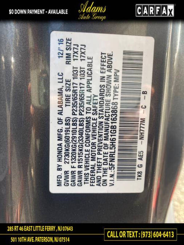 2016 Honda Odyssey EX-L w/RES