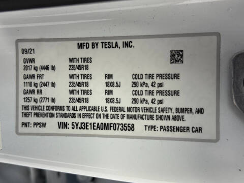 2021 Tesla Model 3 Standard Range Plus