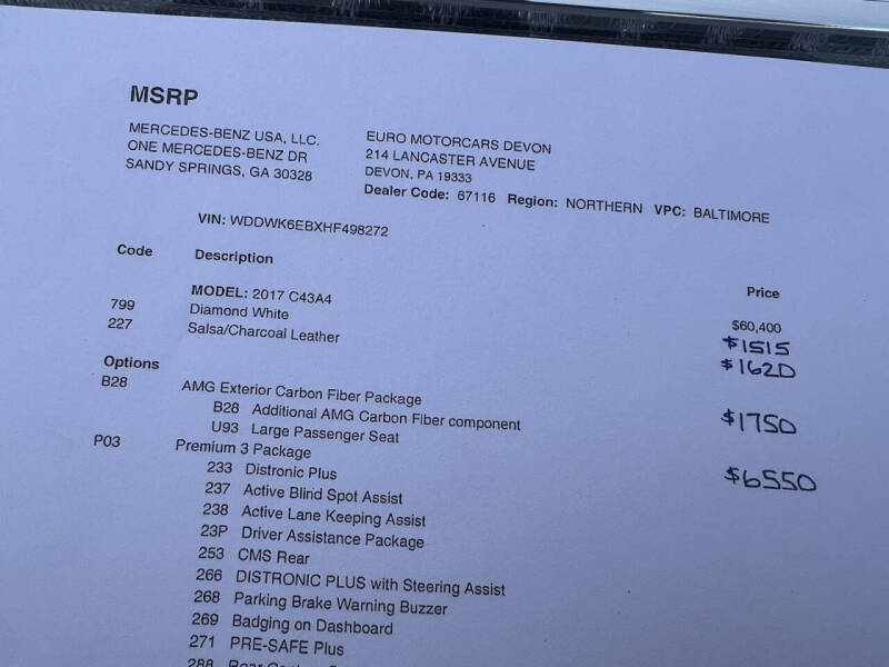 2017 Mercedes-Benz C-Class AMG C 43