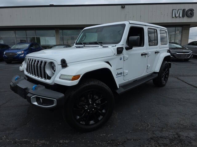 Used 2024 Jeep Wrangler 4xe Sahara 4XE with VIN 1C4RJXP64RW145284 for sale in Bellefontaine, OH