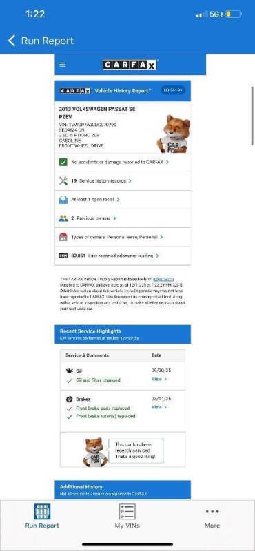 2013 Volkswagen Passat SE PZEV