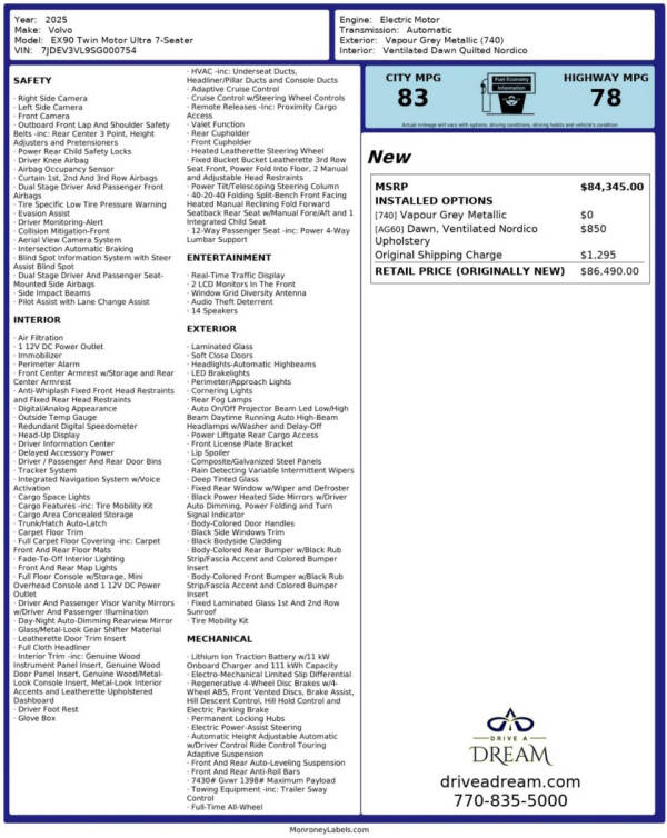 2025 Volvo EX90 Twin Ultra 7P