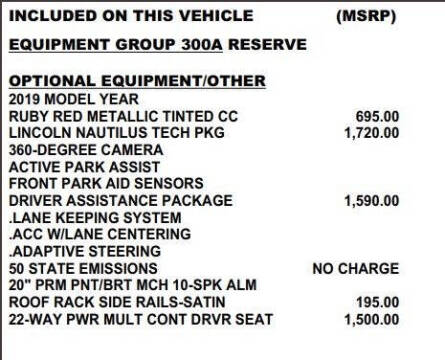 2019 Lincoln Nautilus Reserve