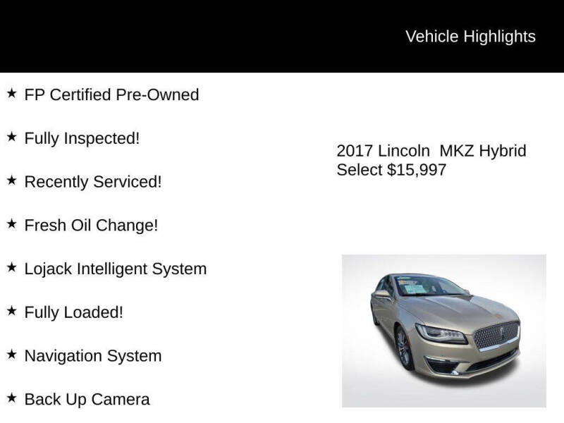 2017 Lincoln MKZ Hybrid Select