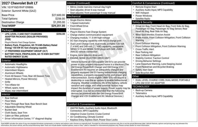 2027 Chevrolet Bolt LT