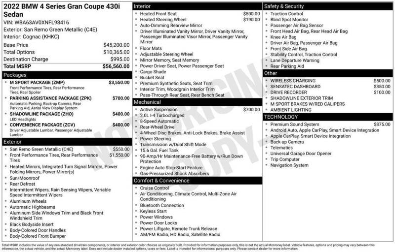 2022 BMW 4 Series 430i Gran Coupe