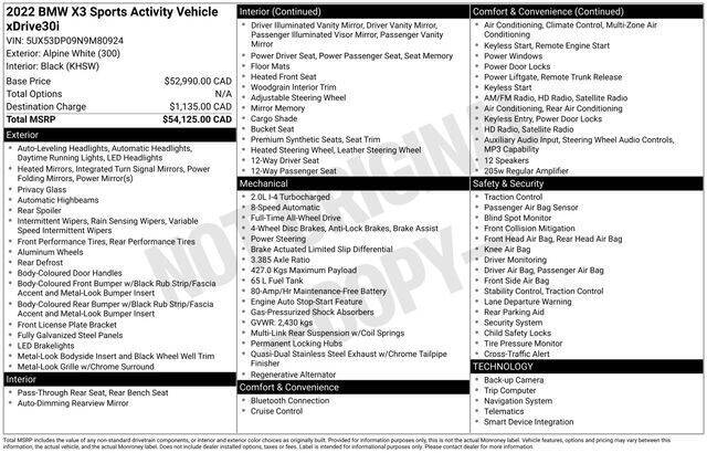 2022 BMW X3 xDrive30i