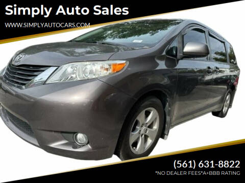 2012 Toyota Sienna for sale at Simply Auto Sales in Palm Beach Gardens FL