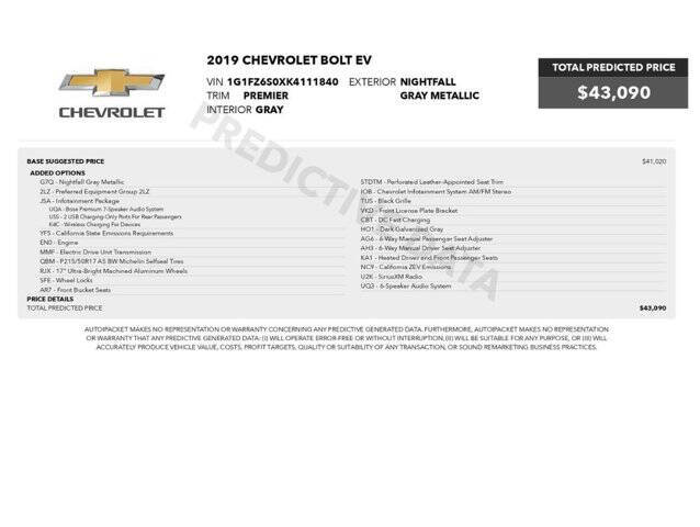 2019 Chevrolet Bolt EV Premier