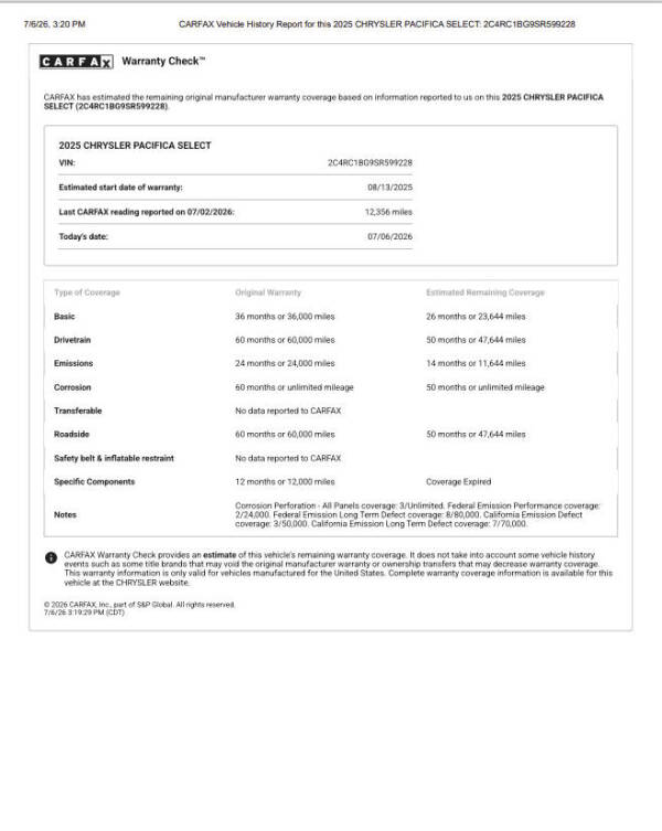 2025 Chrysler Pacifica Select