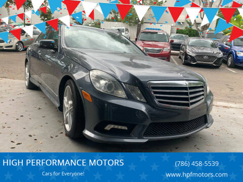 2011 Mercedes-Benz E-Class for sale at HIGH PERFORMANCE MOTORS in Hollywood FL