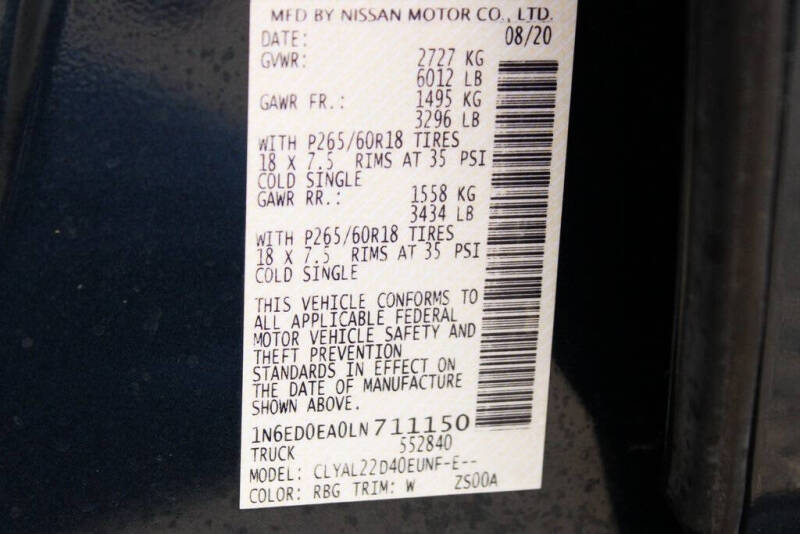 2020 Nissan Frontier SV