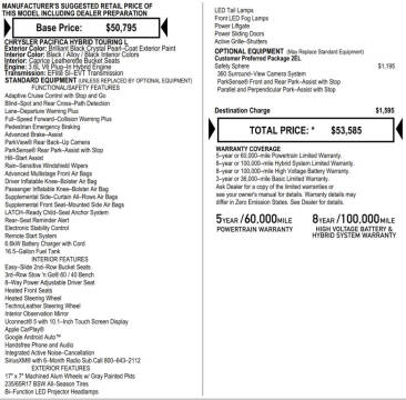 2023 Chrysler Pacifica Plug-In Hybrid Touring L