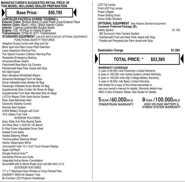 2023 Chrysler Pacifica Plug-In Hybrid Touring L