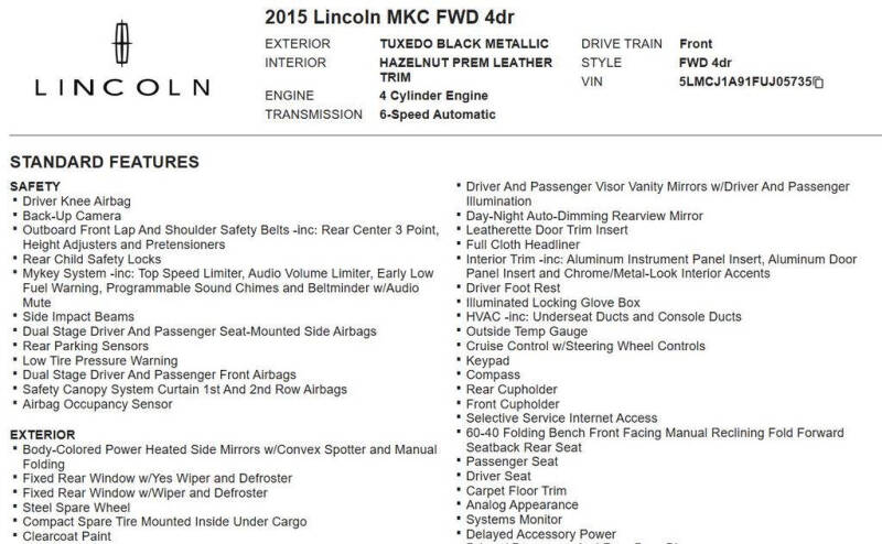 2015 Lincoln MKC