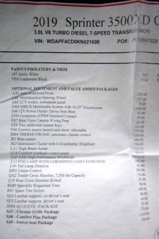 2019 Mercedes-Benz Sprinter 3500XD