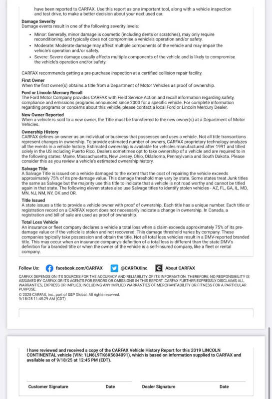 2019 Lincoln Continental Select