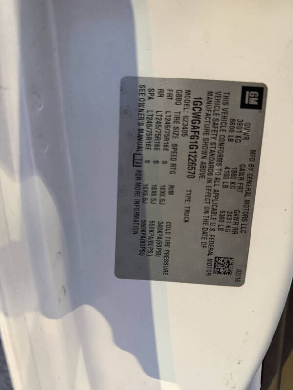 2016 Chevrolet Express 2500