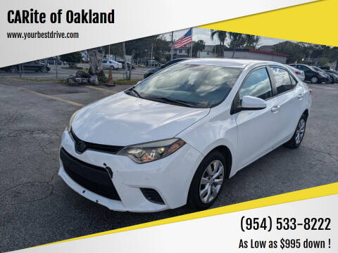 2016 Toyota Corolla for sale at CARite of Oakland in Oakland Park FL