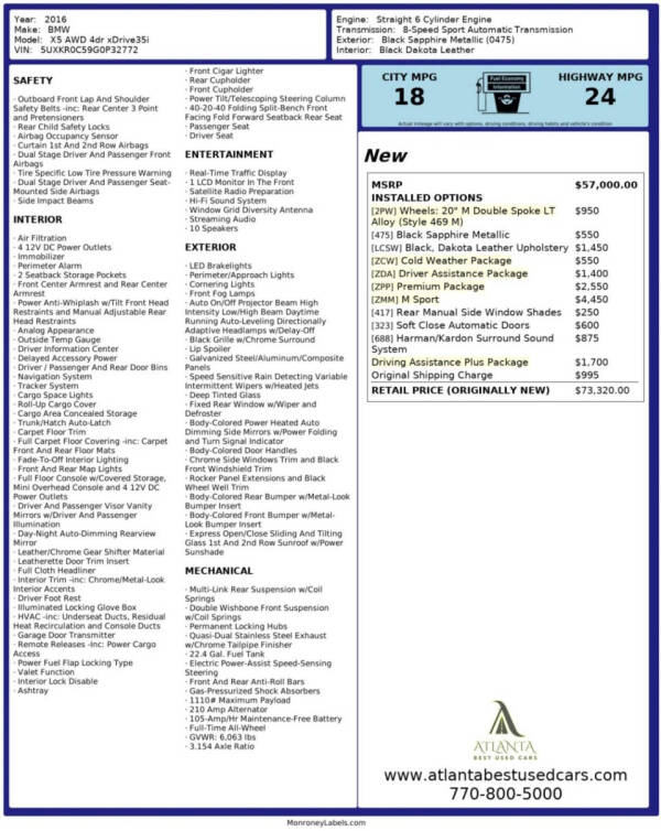 2016 BMW X5 xDrive35i