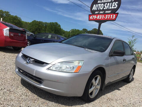 2003 Honda Accord for sale at McAllister's Auto Sales LLC in Van Buren AR