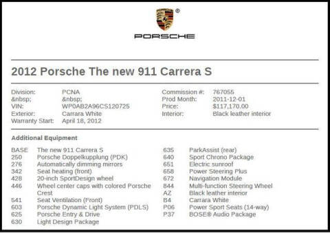 2012 Porsche 911 Carrera S