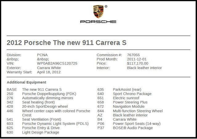 2012 Porsche 911 Carrera S