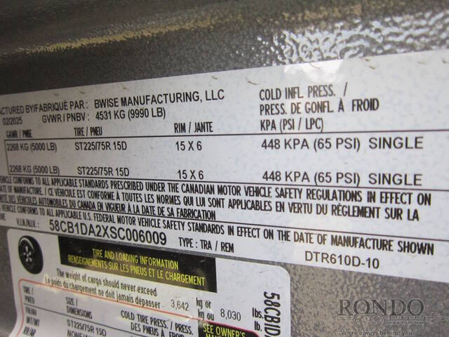 2025 BWISE Dump DTR610D-10