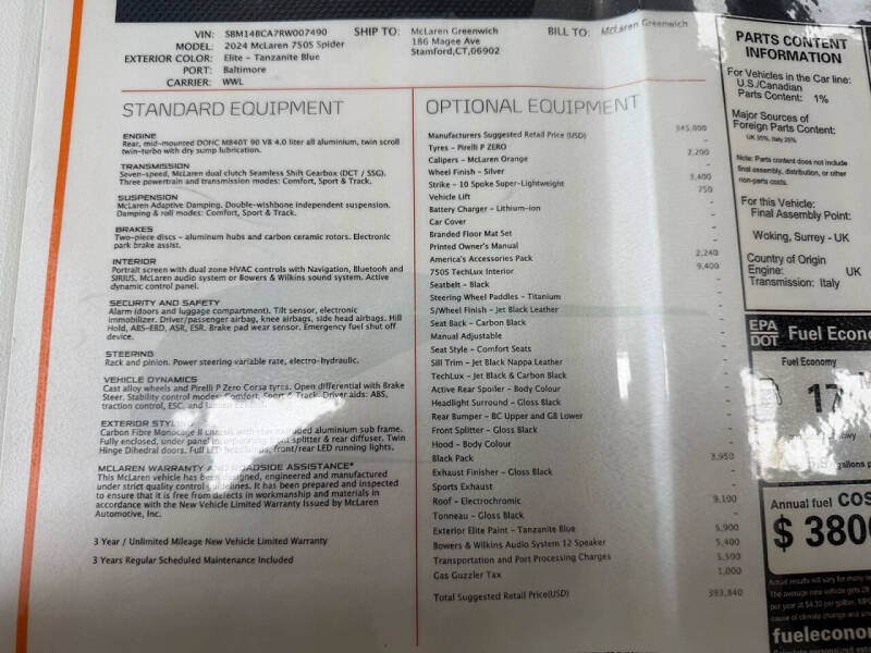 2024 McLaren 750S Spider