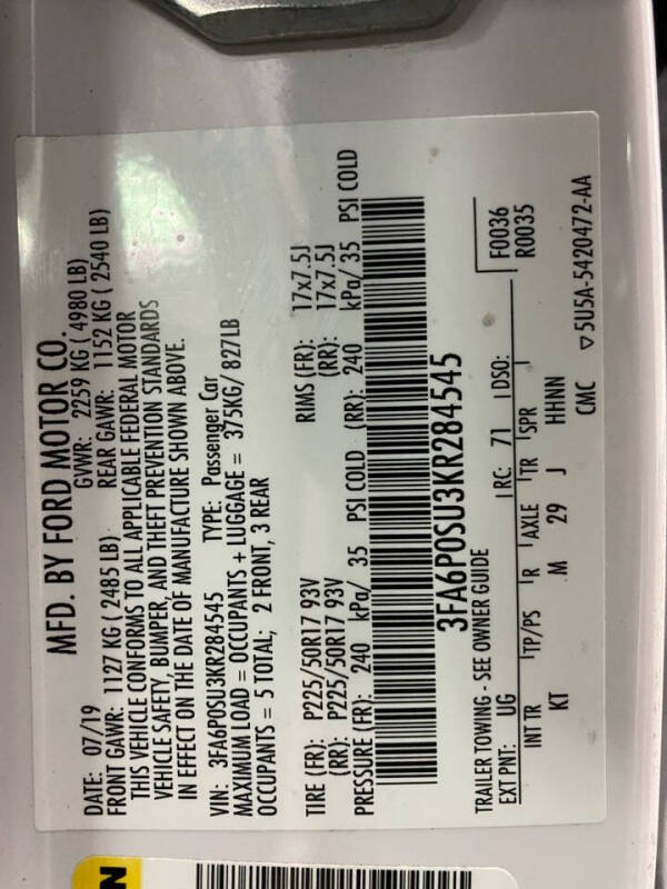 2019 Ford Fusion Energi Titanium