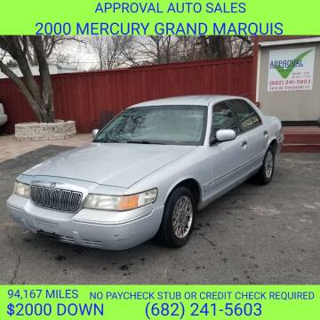 2000 Mercury Grand Marquis for sale at APPROVAL AUTO SALES in Mansfield TX