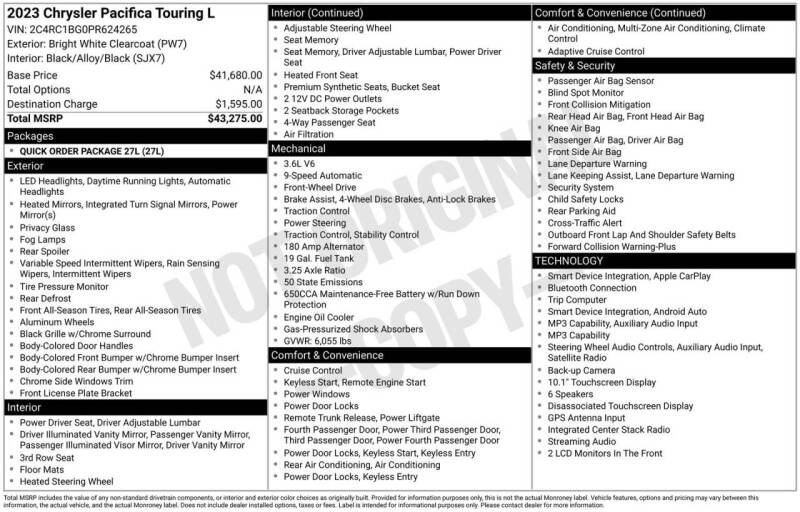 2023 Chrysler Pacifica Touring L