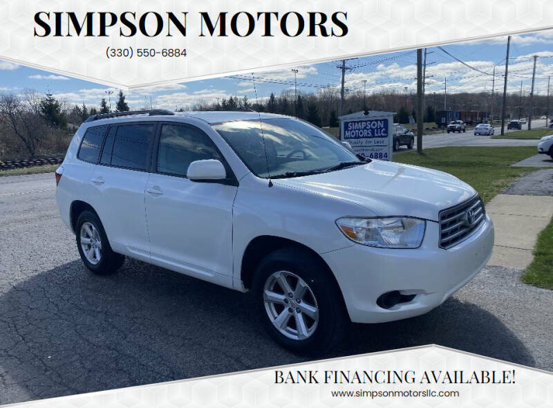 2008 Toyota Highlander for sale at SIMPSON MOTORS in Youngstown OH