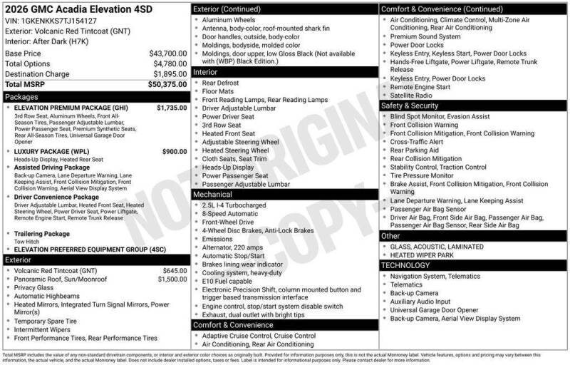 2026 GMC Acadia Elevation