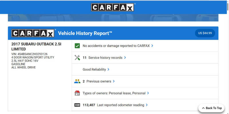 2017 Subaru Outback 2.5i Limited