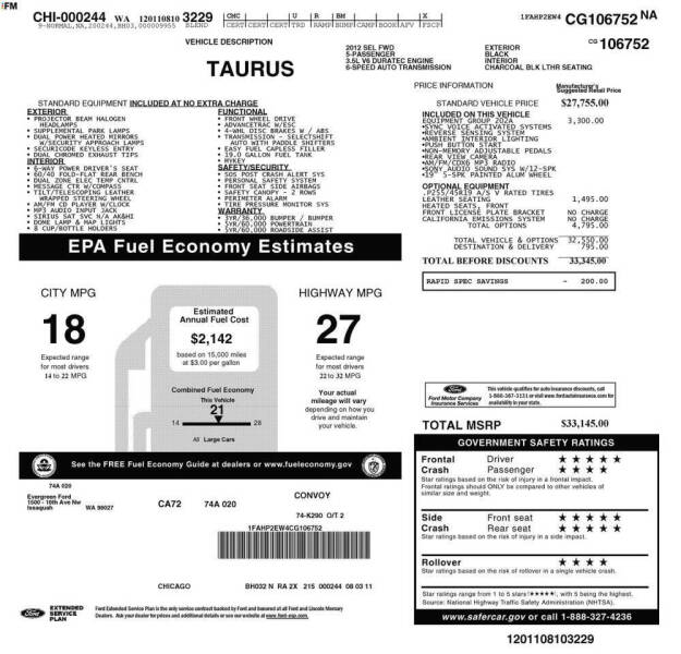2012 Ford Taurus SEL