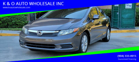 2012 Honda Civic for sale at K & O AUTO WHOLESALE INC in Jacksonville FL
