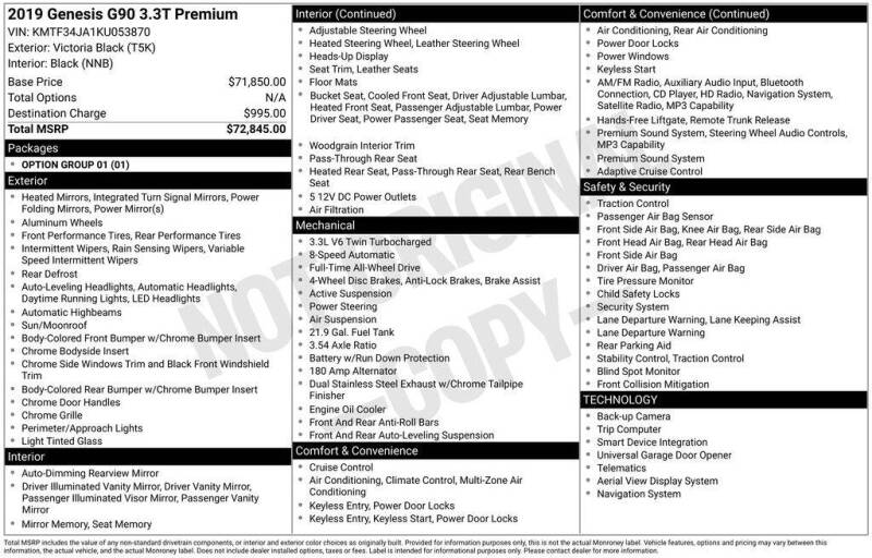 2019 Genesis G90