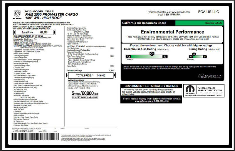 2023 RAM ProMaster 2500 159 WB