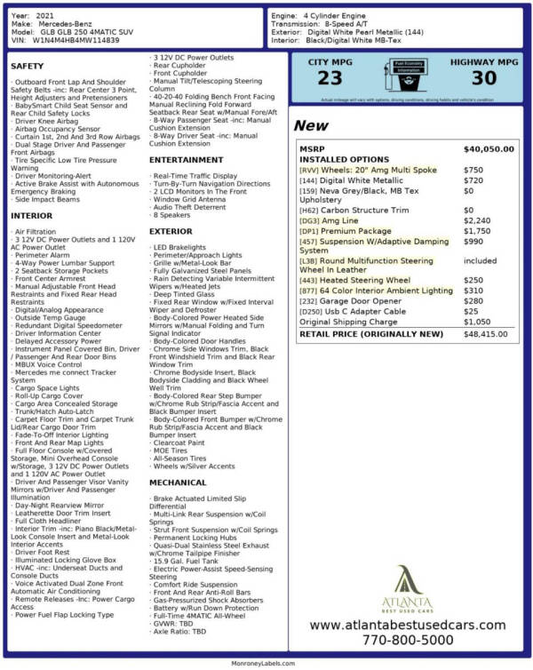 2021 Mercedes-Benz GLB GLB 250 4MATIC