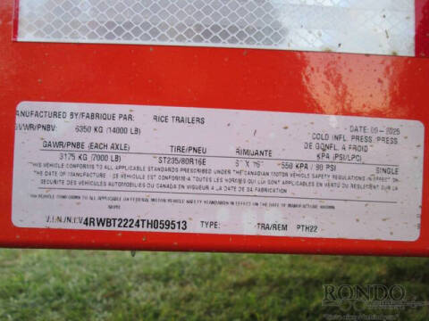 2026 Rice Trailers Equipment Tilt PTH22